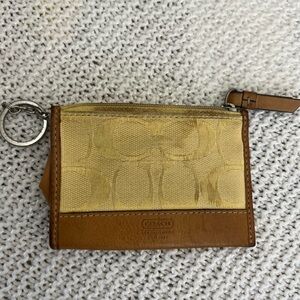 Coach Tan and Gold Signature Pouch